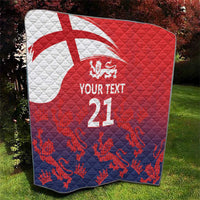 England Cricket Custom Quilt Three Lions With Flag - Wonder Print Shop