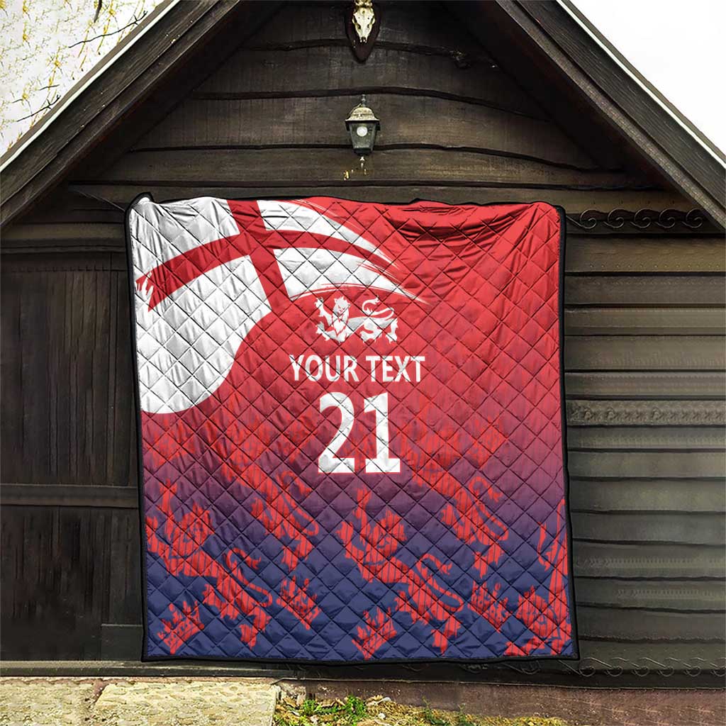 England Cricket Custom Quilt Three Lions With Flag - Wonder Print Shop