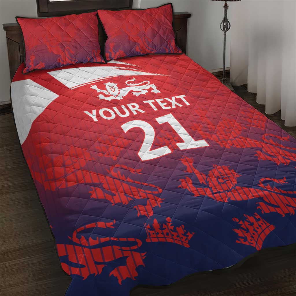 England Cricket Custom Quilt Bed Set Three Lions With Flag - Wonder Print Shop