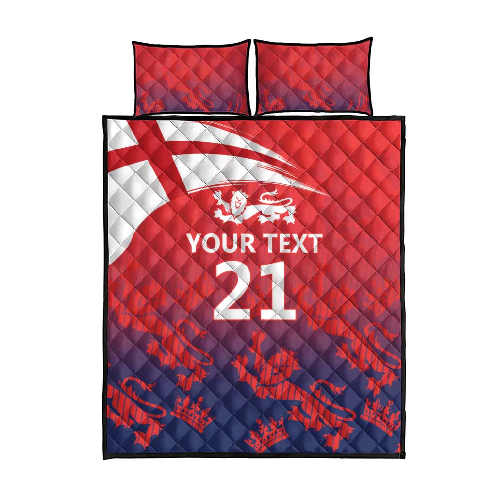 England Cricket Custom Quilt Bed Set Three Lions With Flag - Wonder Print Shop