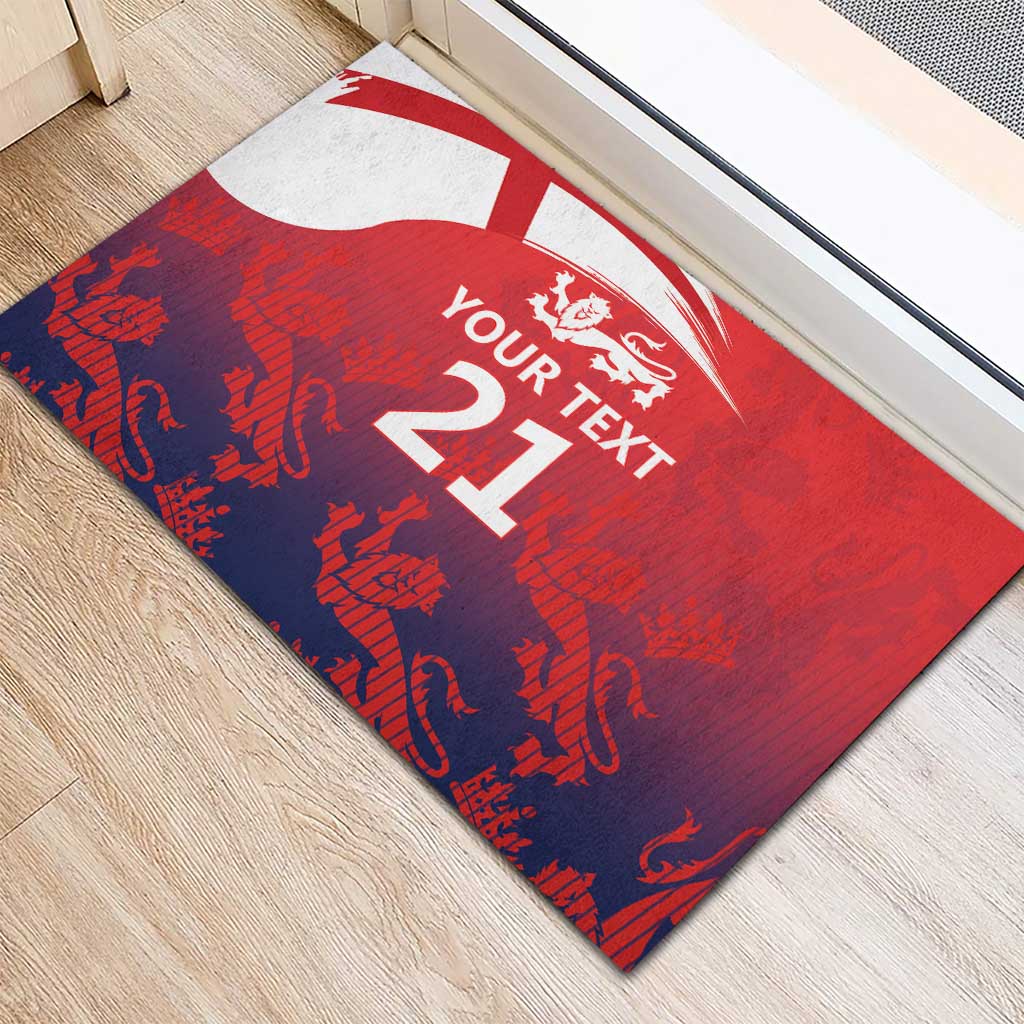 England Cricket Custom Rubber Doormat Three Lions With Flag - Wonder Print Shop