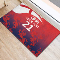 England Cricket Custom Rubber Doormat Three Lions With Flag - Wonder Print Shop