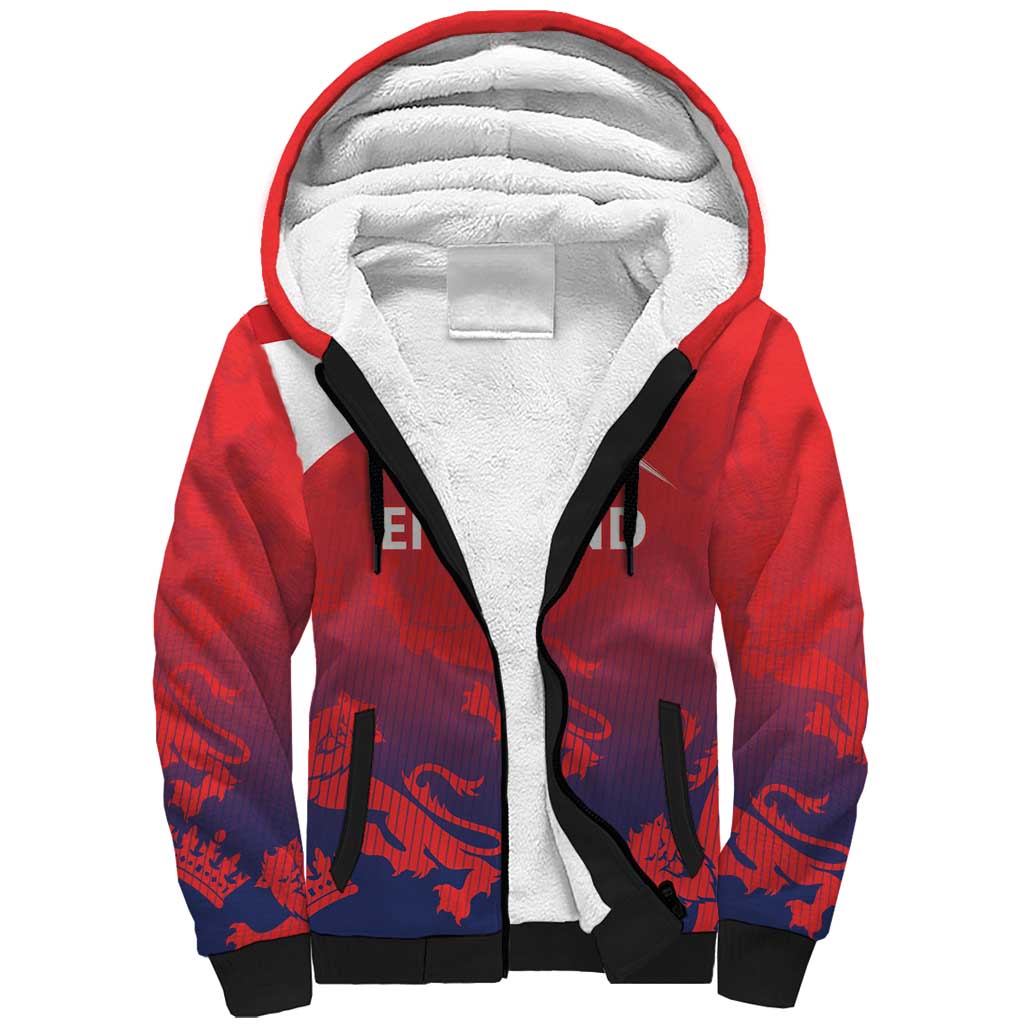 England Cricket Custom Sherpa Hoodie Three Lions With Flag - Wonder Print Shop