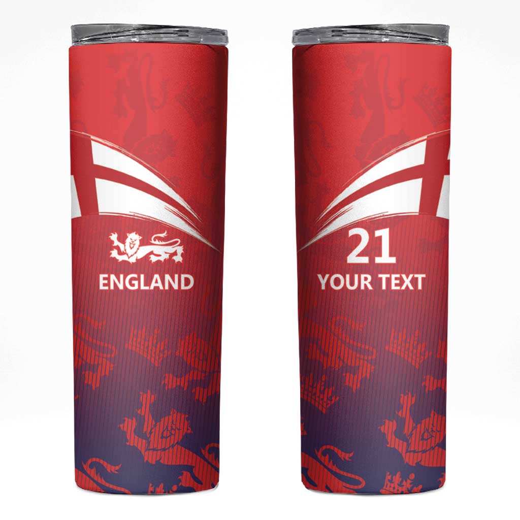 England Cricket Custom Skinny Tumbler Three Lions With Flag - Wonder Print Shop