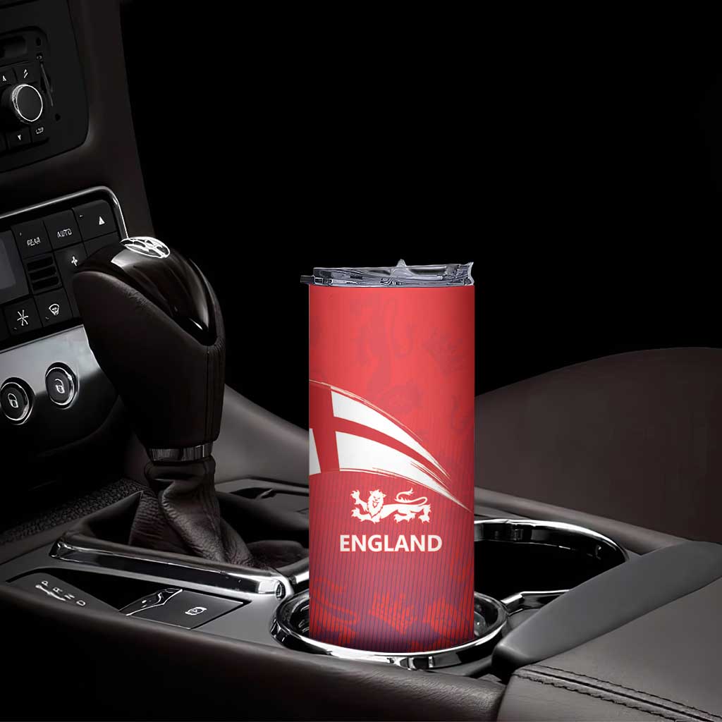 England Cricket Custom Skinny Tumbler Three Lions With Flag - Wonder Print Shop