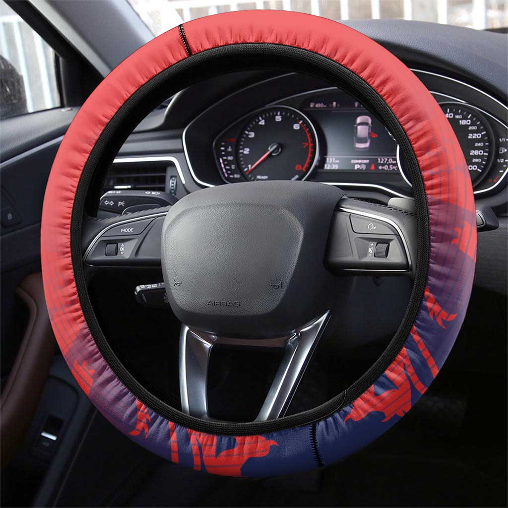 England Cricket Steering Wheel Cover Three Lions With Flag - Wonder Print Shop