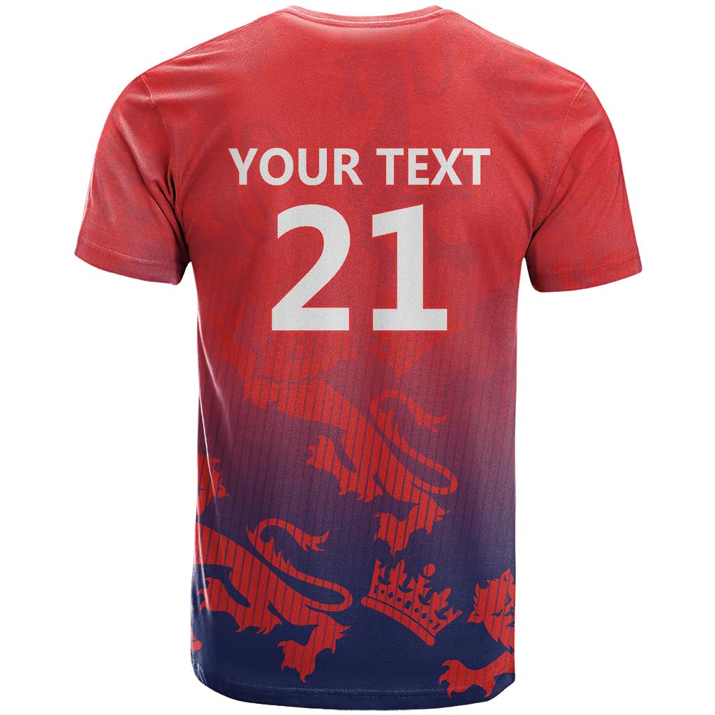 England Cricket Custom T Shirt Three Lions With Flag - Wonder Print Shop