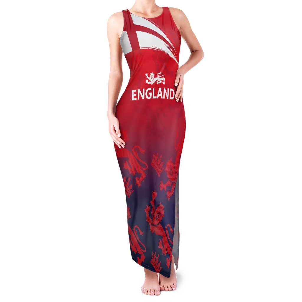 England Cricket Custom Tank Maxi Dress Three Lions With Flag - Wonder Print Shop
