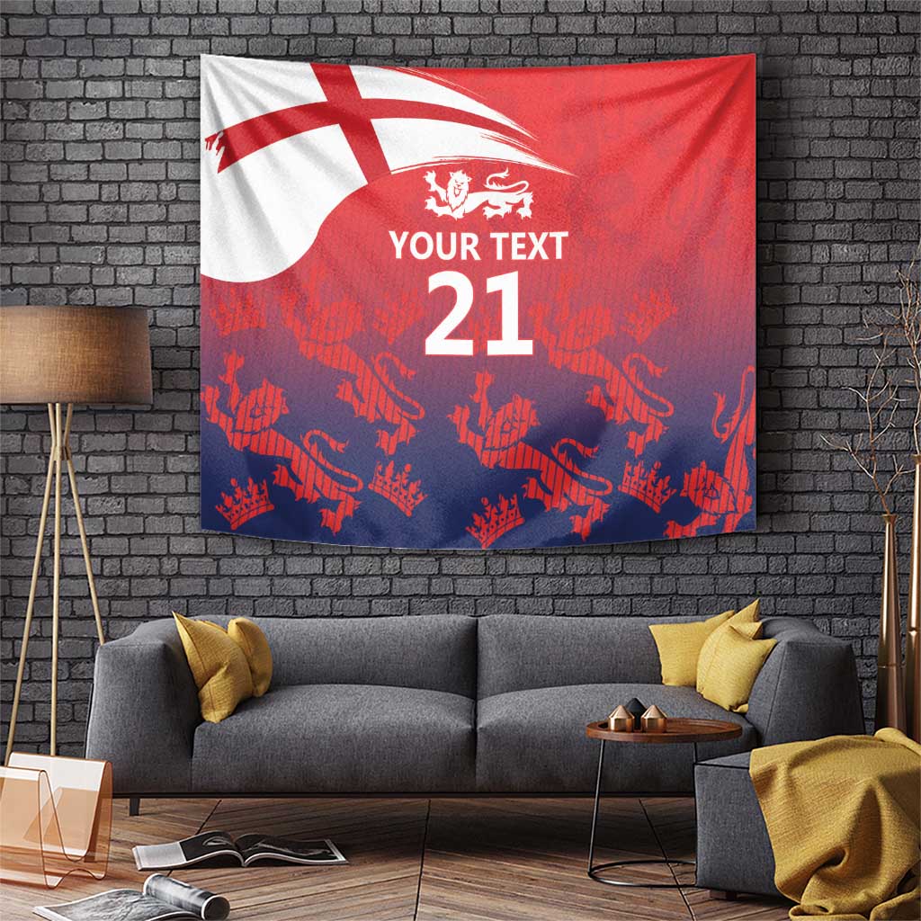 England Cricket Custom Tapestry Three Lions With Flag - Wonder Print Shop