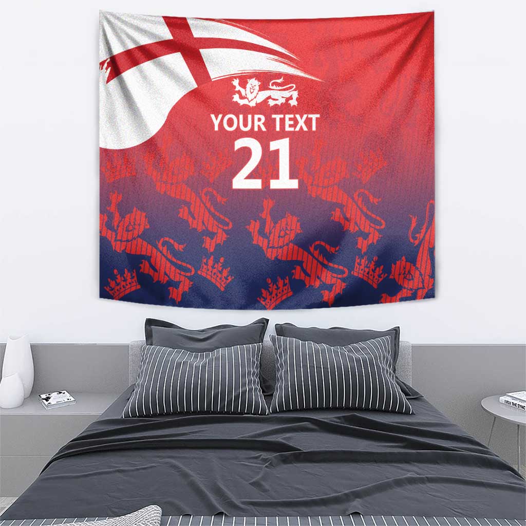 England Cricket Custom Tapestry Three Lions With Flag - Wonder Print Shop
