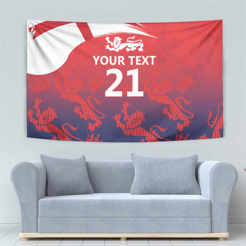 England Cricket Custom Tapestry Three Lions With Flag - Wonder Print Shop
