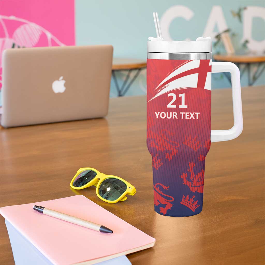 England Cricket Custom Tumbler With Handle Three Lions With Flag - Wonder Print Shop