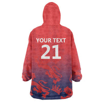 England Cricket Custom Wearable Blanket Hoodie Three Lions With Flag - Wonder Print Shop