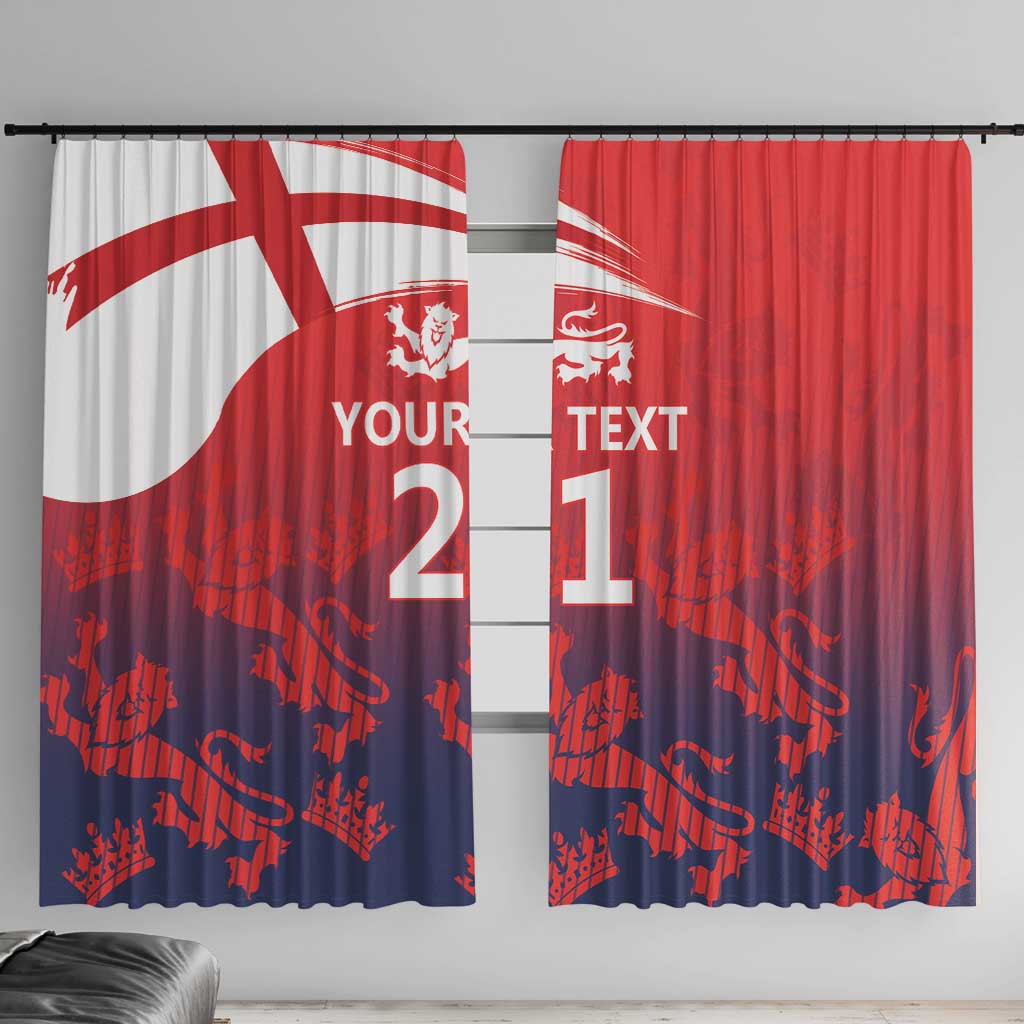 England Cricket Custom Window Curtain Three Lions With Flag - Wonder Print Shop