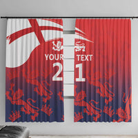 England Cricket Custom Window Curtain Three Lions With Flag - Wonder Print Shop