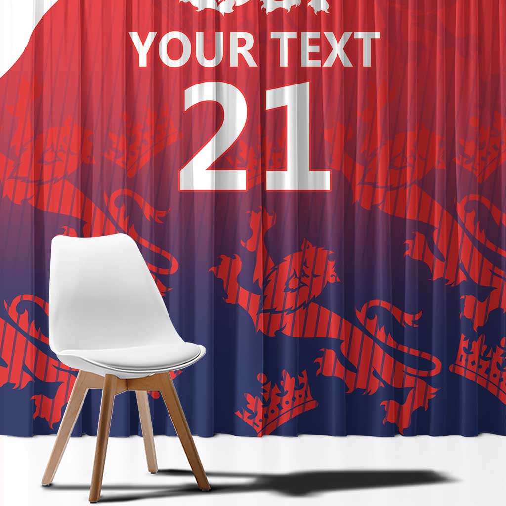 England Cricket Custom Window Curtain Three Lions With Flag - Wonder Print Shop