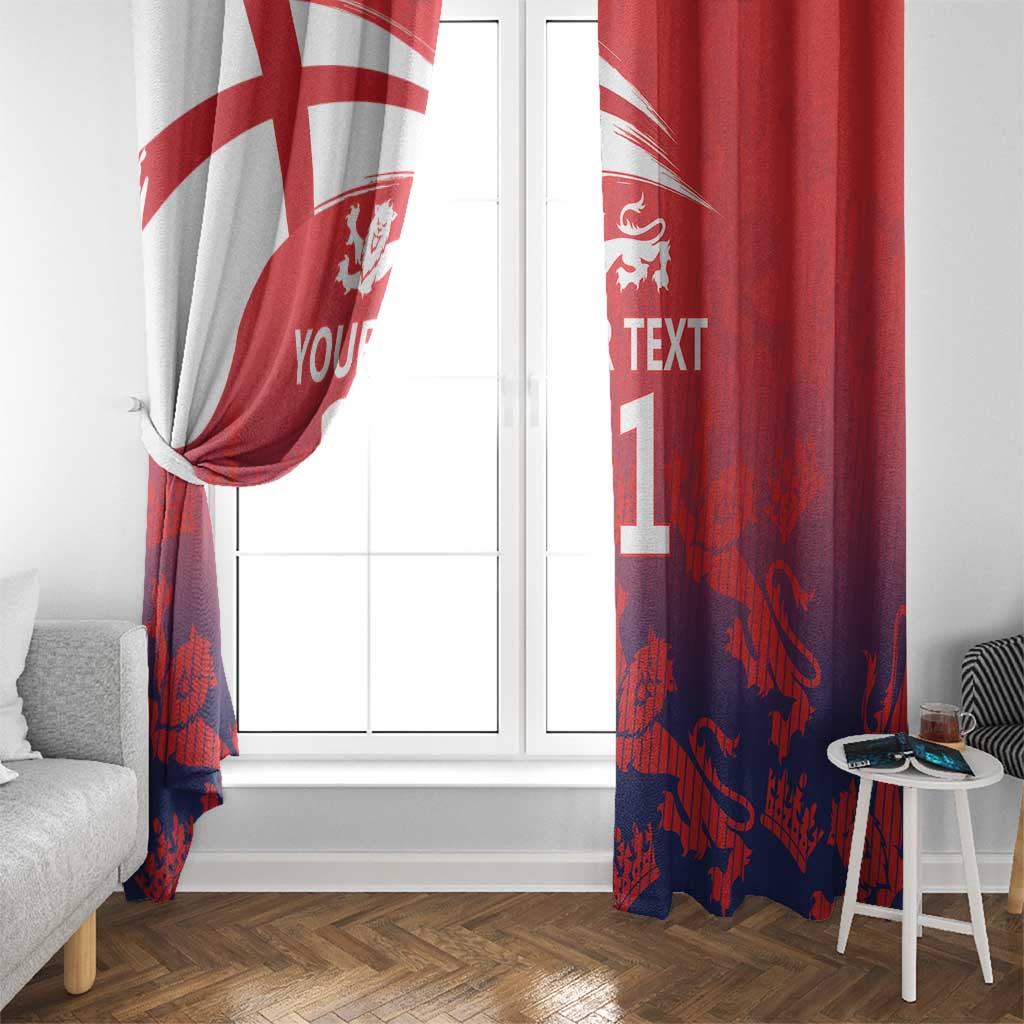England Cricket Custom Window Curtain Three Lions With Flag - Wonder Print Shop