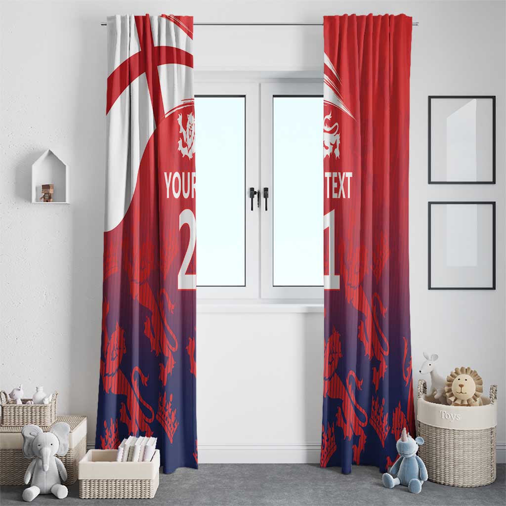 England Cricket Custom Window Curtain Three Lions With Flag - Wonder Print Shop