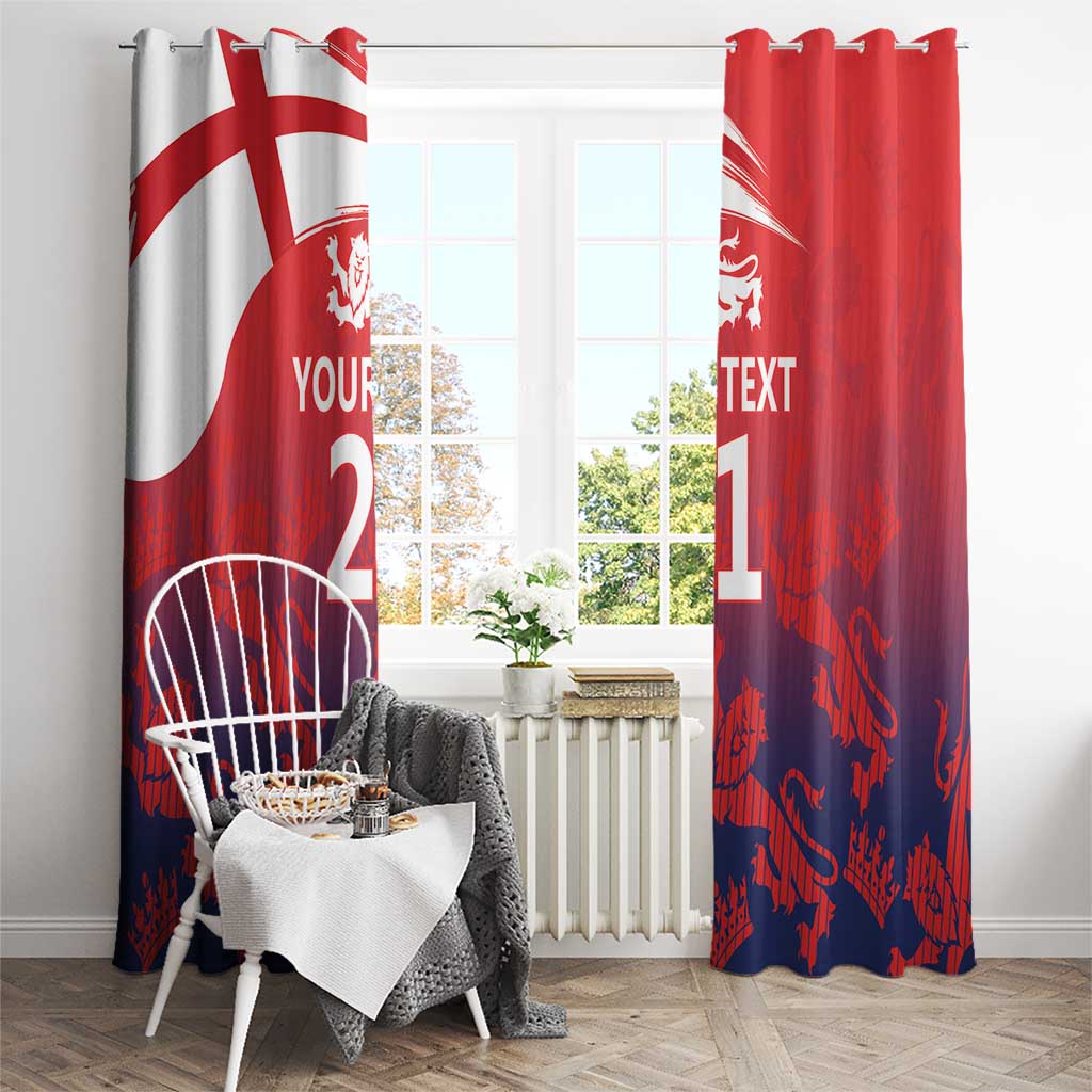 England Cricket Custom Window Curtain Three Lions With Flag - Wonder Print Shop