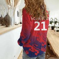 England Cricket Custom Women Casual Shirt Three Lions With Flag - Wonder Print Shop