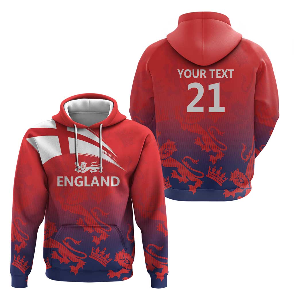 England Cricket Custom Zip Hoodie Three Lions With Flag - Wonder Print Shop
