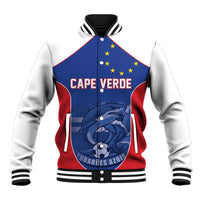World Football 2026 Cape Verde Custom Baseball Jacket Tubaroes Azuis Blue Shark - Wonder Print Shop