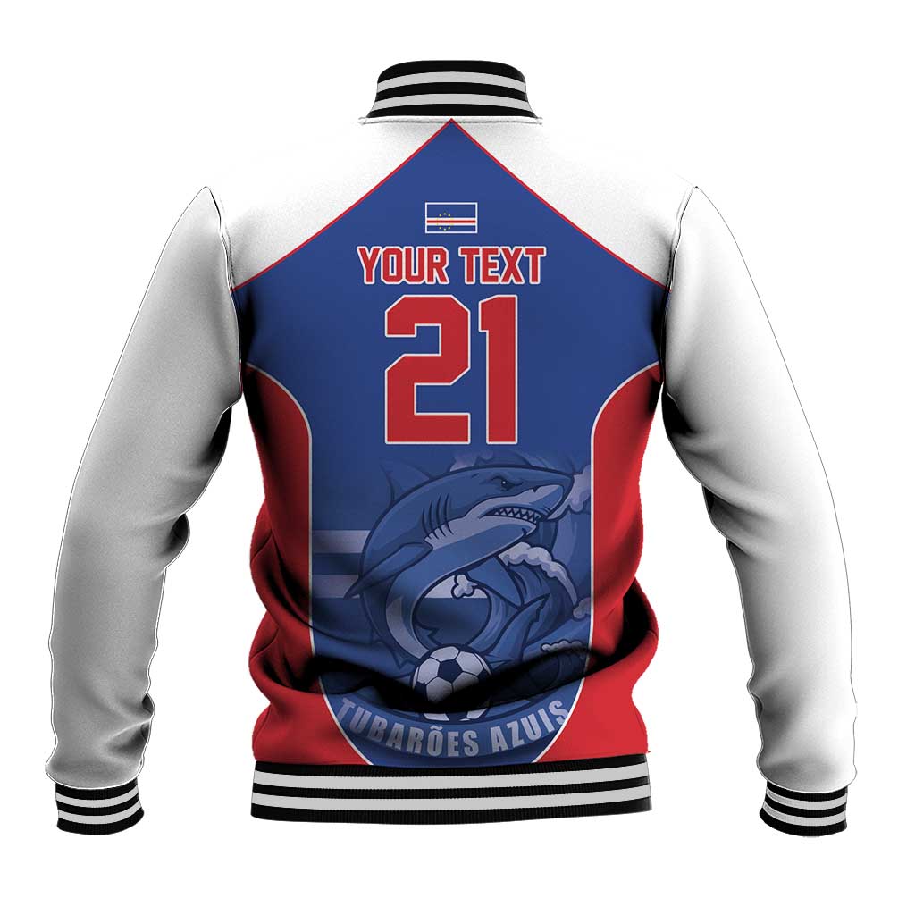 World Football 2026 Cape Verde Custom Baseball Jacket Tubaroes Azuis Blue Shark - Wonder Print Shop