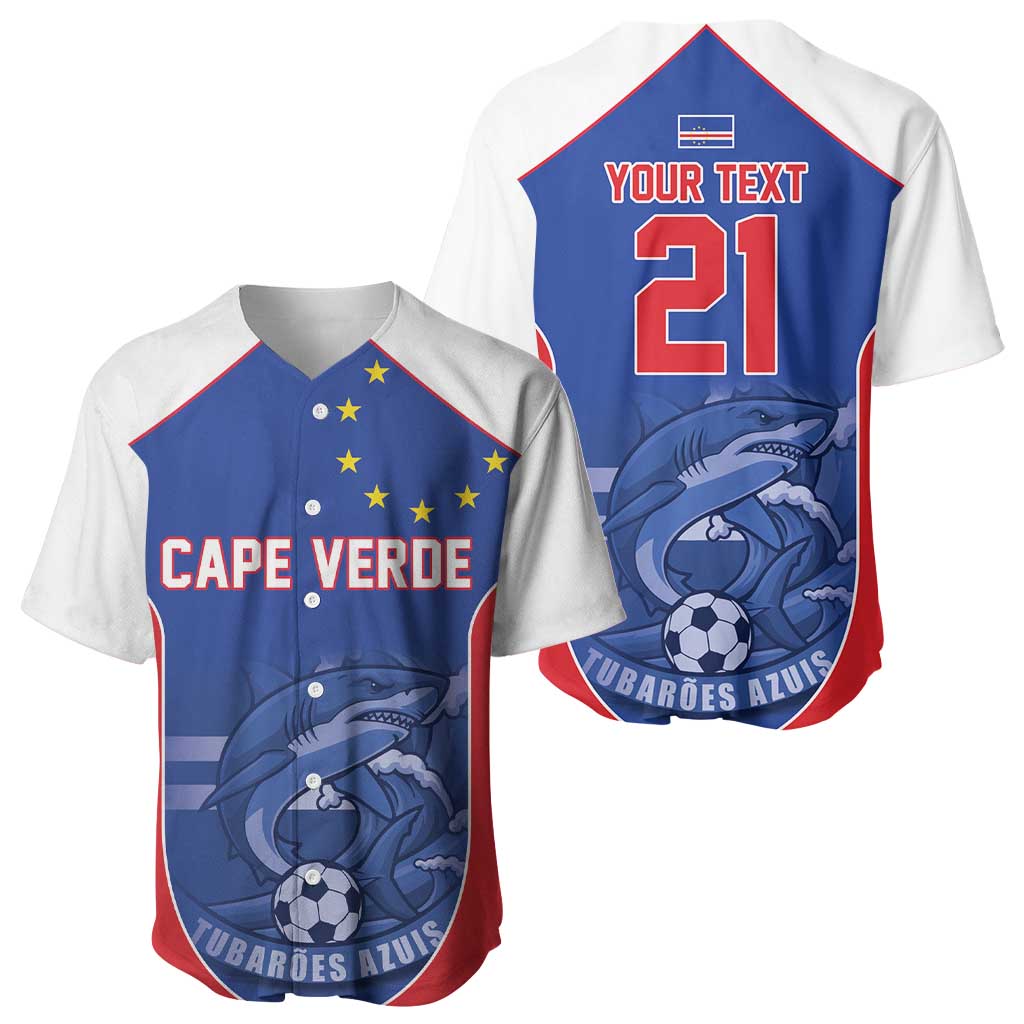 World Football 2026 Cape Verde Custom Baseball Jersey Tubaroes Azuis Blue Shark LT9