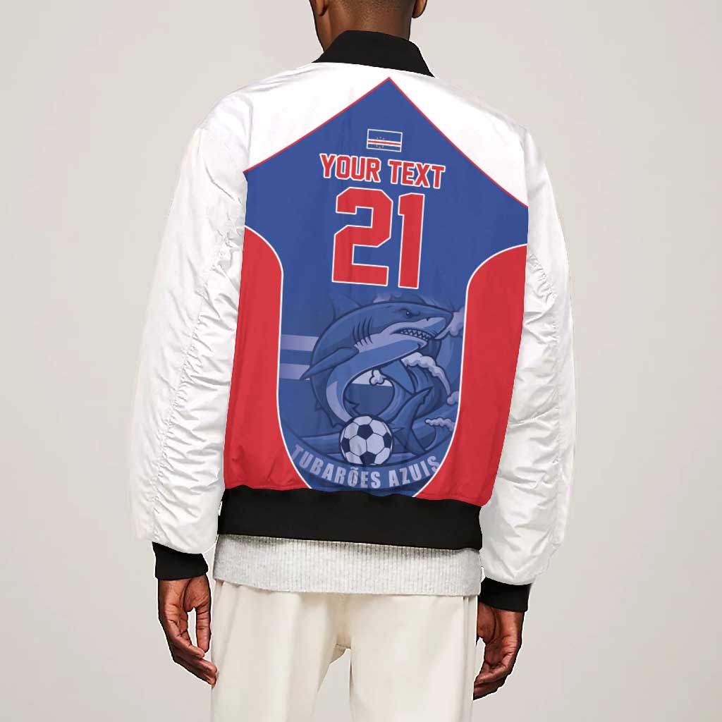 World Football 2026 Cape Verde Custom Bomber Jacket Tubaroes Azuis Blue Shark - Wonder Print Shop