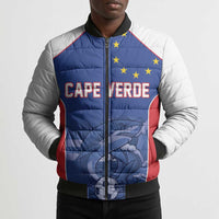 World Football 2026 Cape Verde Custom Bomber Puffer Jacket Tubaroes Azuis Blue Shark - Wonder Print Shop