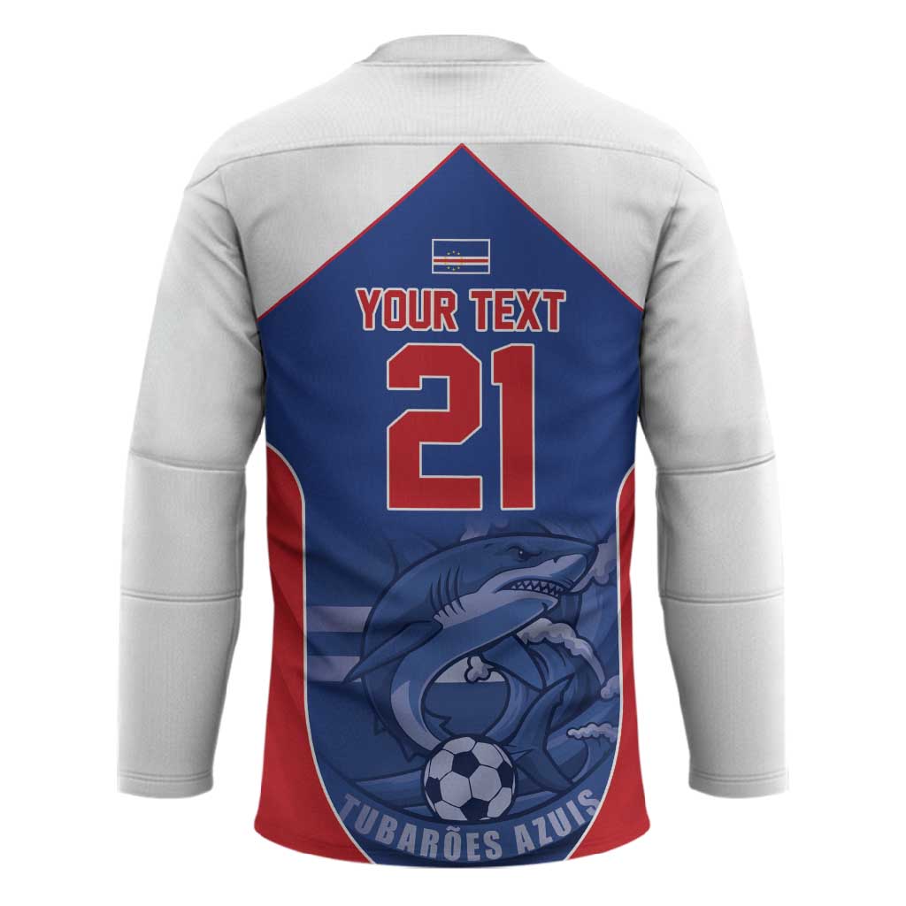 World Football 2026 Cape Verde Custom Hockey Jersey Tubaroes Azuis Blue Shark - Wonder Print Shop