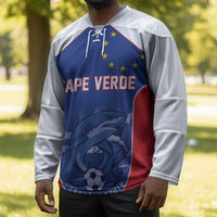World Football 2026 Cape Verde Custom Hockey Jersey Tubaroes Azuis Blue Shark - Wonder Print Shop