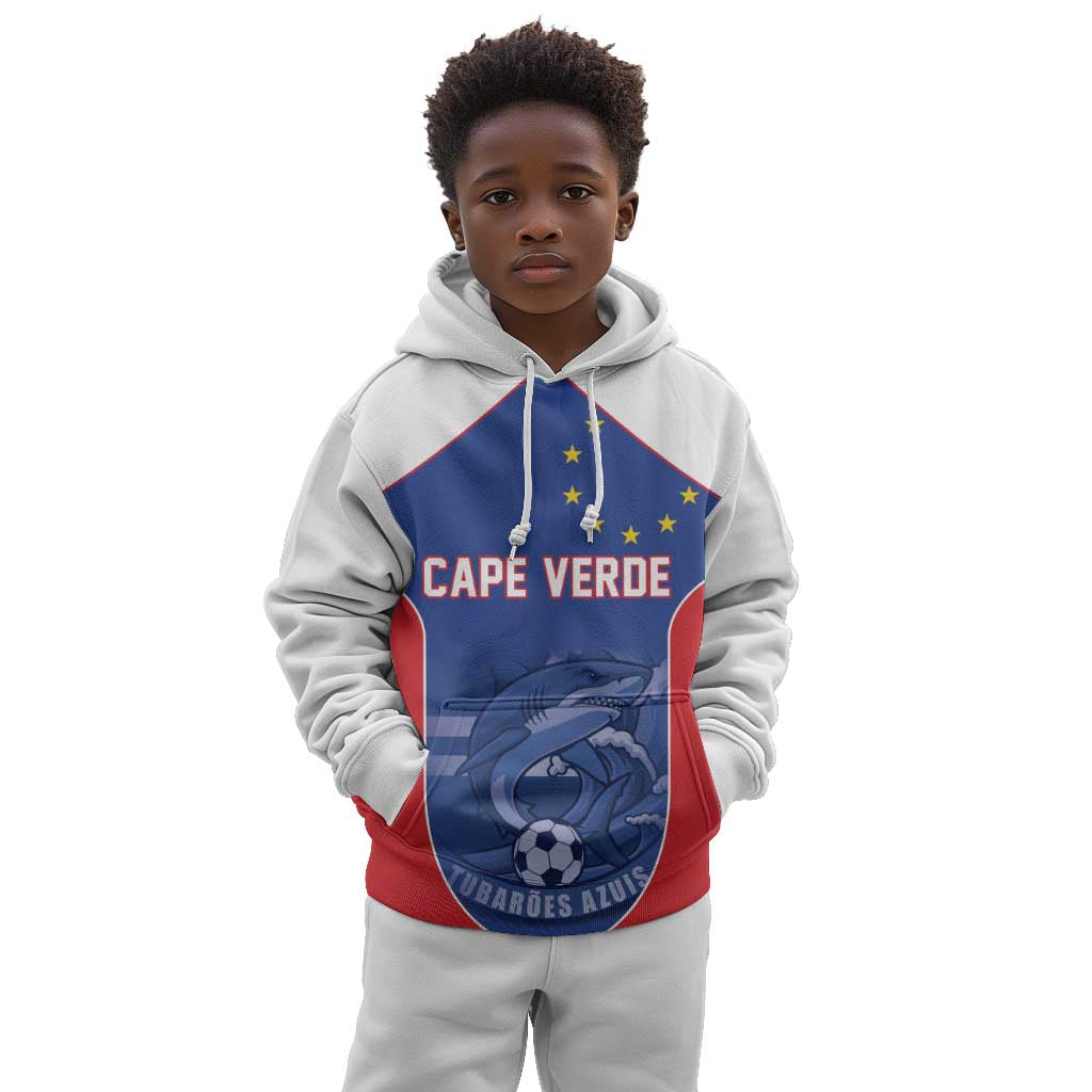 World Football 2026 Cape Verde Custom Kid Hoodie Tubaroes Azuis Blue Shark - Wonder Print Shop