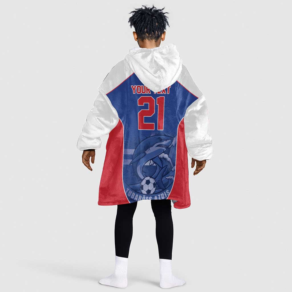 World Football 2026 Cape Verde Custom Kid Wearable Blanket Hoodie Tubaroes Azuis Blue Shark - Wonder Print Shop