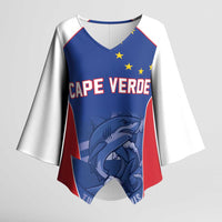 World Football 2026 Cape Verde Custom Kimono Sleeve Blouse Tubaroes Azuis Blue Shark - Wonder Print Shop