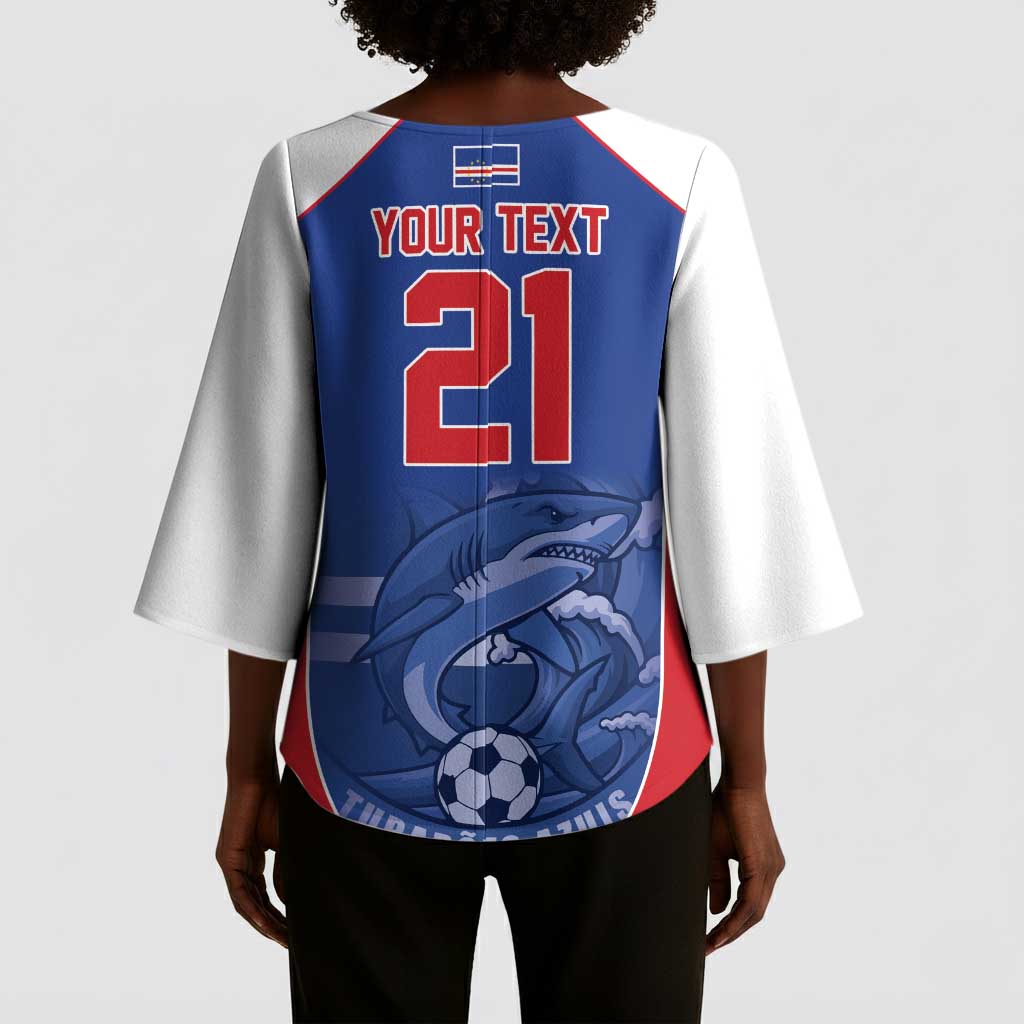 World Football 2026 Cape Verde Custom Kimono Sleeve Blouse Tubaroes Azuis Blue Shark - Wonder Print Shop