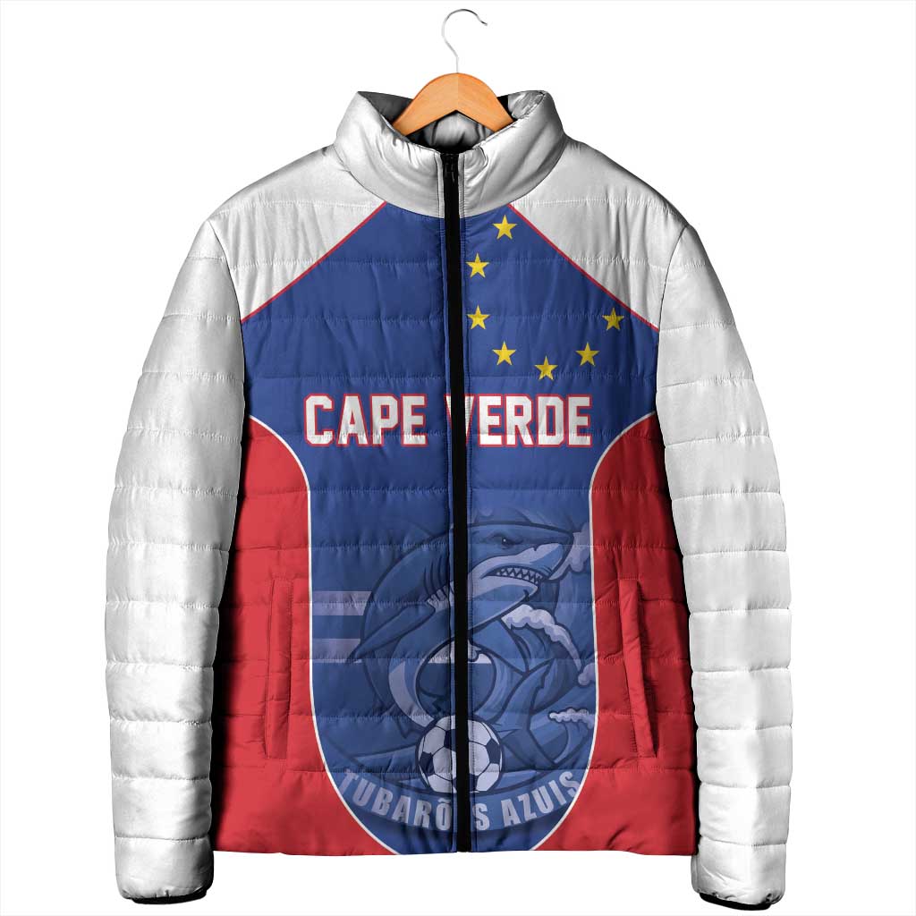 World Football 2026 Cape Verde Custom Padded Jacket Tubaroes Azuis Blue Shark - Wonder Print Shop