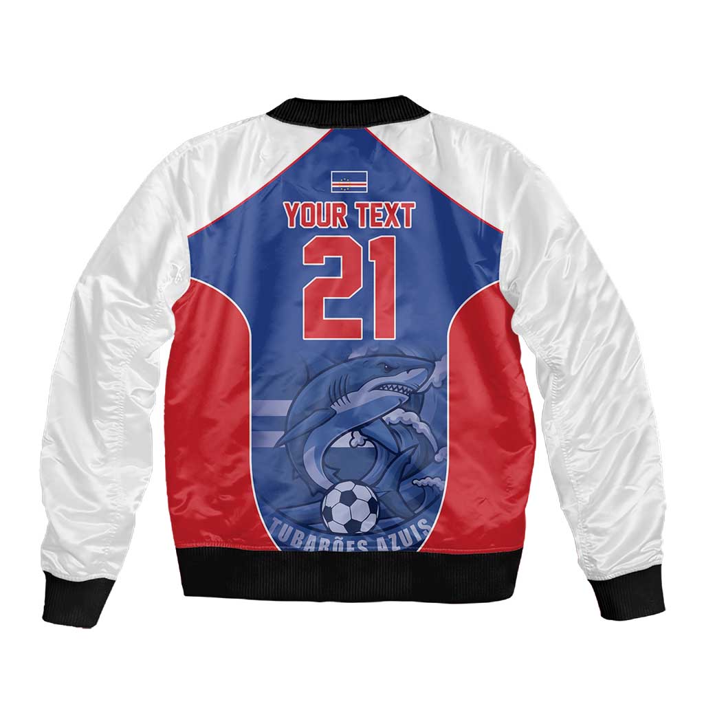 World Football 2026 Cape Verde Custom Sleeve Zip Bomber Jacket Tubaroes Azuis Blue Shark - Wonder Print Shop