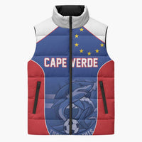 World Football 2026 Cape Verde Custom Sleeveless Puffer Jacket Tubaroes Azuis Blue Shark - Wonder Print Shop