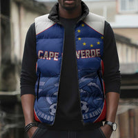 World Football 2026 Cape Verde Custom Sleeveless Puffer Jacket Tubaroes Azuis Blue Shark - Wonder Print Shop