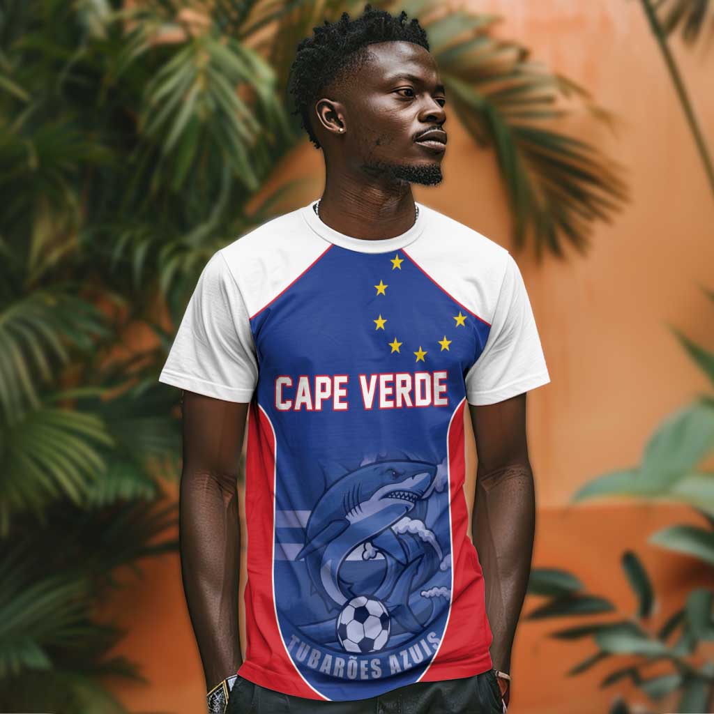 World Football 2026 Cape Verde Custom T shirt Tubaroes Azuis Blue Shark LT9