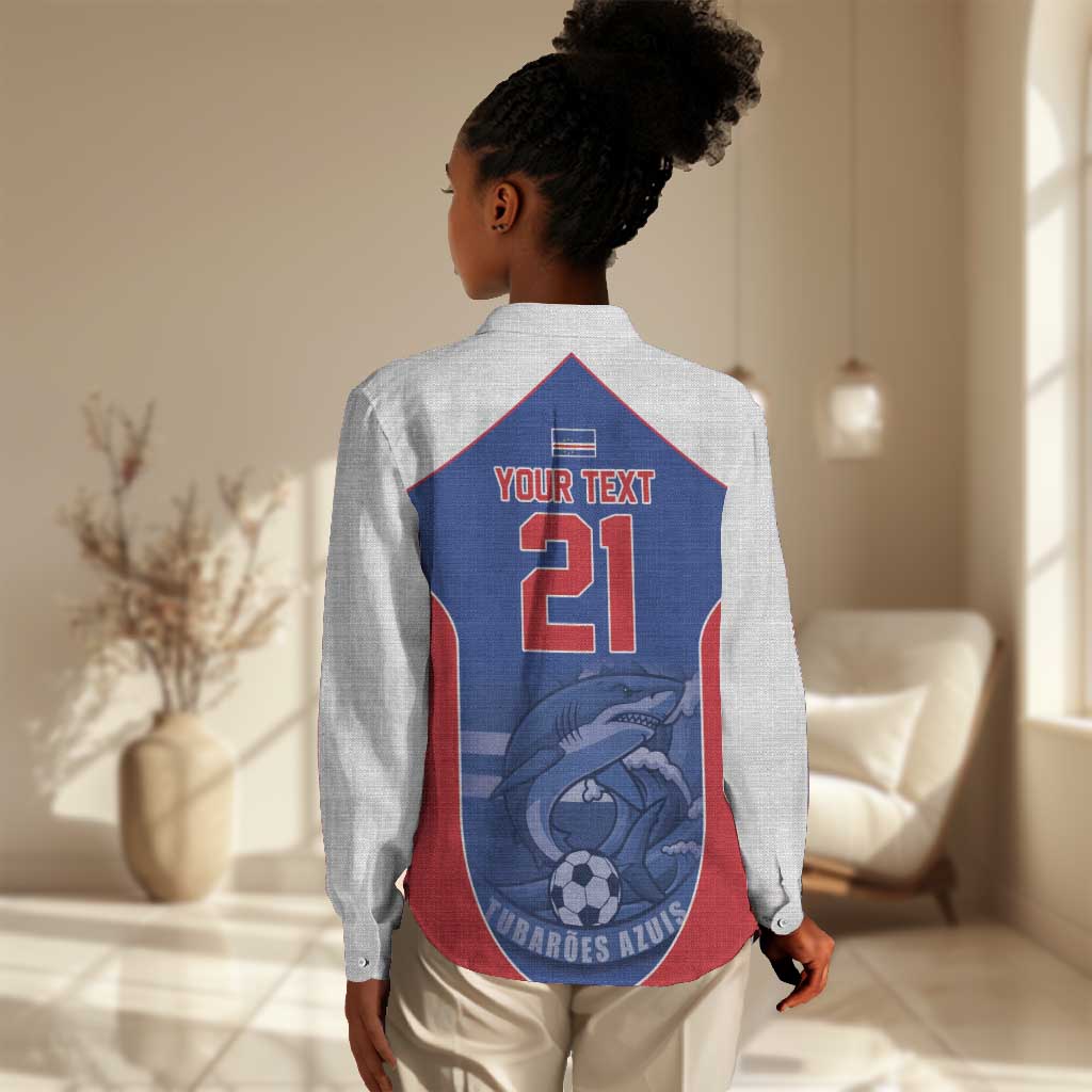 World Football 2026 Cape Verde Custom Women Casual Shirt Tubaroes Azuis Blue Shark - Wonder Print Shop
