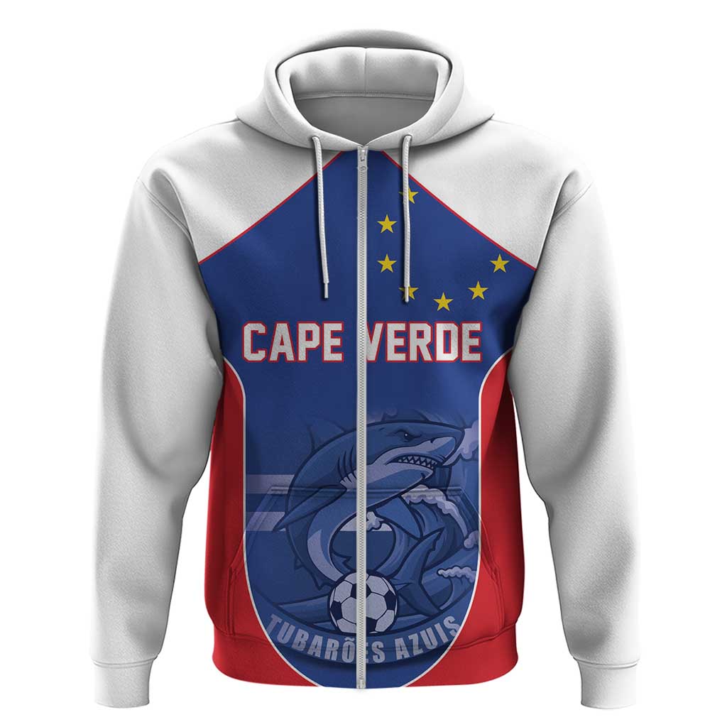 World Football 2026 Cape Verde Custom Zip Hoodie Tubaroes Azuis Blue Shark - Wonder Print Shop
