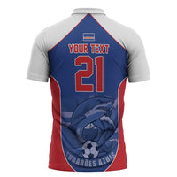 World Football 2026 Cape Verde Custom Zipper Polo Shirt Tubaroes Azuis Blue Shark - Wonder Print Shop