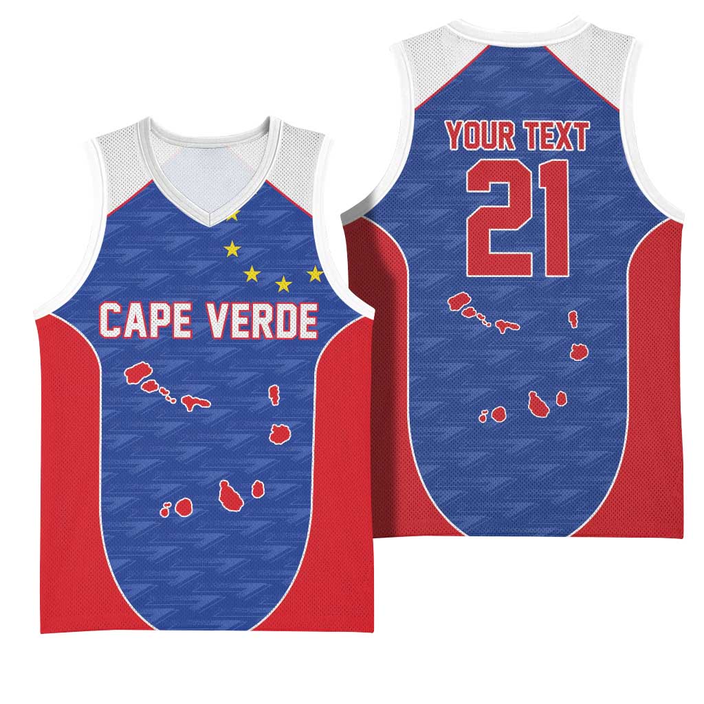 World Football 2026 Cape Verde Custom Basketball Jersey Tubaroes Azuis Verde Simple Map - Wonder Print Shop