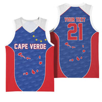 World Football 2026 Cape Verde Custom Basketball Jersey Tubaroes Azuis Verde Simple Map - Wonder Print Shop