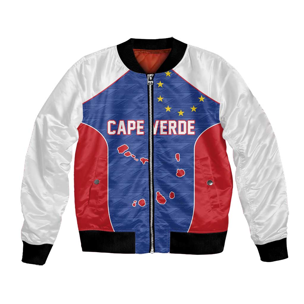World Football 2026 Cape Verde Custom Bomber Jacket Tubaroes Azuis Verde Simple Map - Wonder Print Shop
