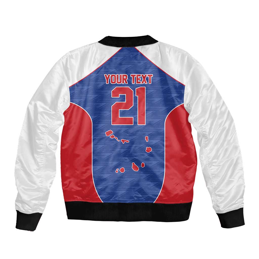 World Football 2026 Cape Verde Custom Bomber Jacket Tubaroes Azuis Verde Simple Map - Wonder Print Shop