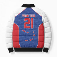 World Football 2026 Cape Verde Custom Bomber Puffer Jacket Tubaroes Azuis Verde Simple Map - Wonder Print Shop