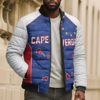 World Football 2026 Cape Verde Custom Bomber Puffer Jacket Tubaroes Azuis Verde Simple Map - Wonder Print Shop